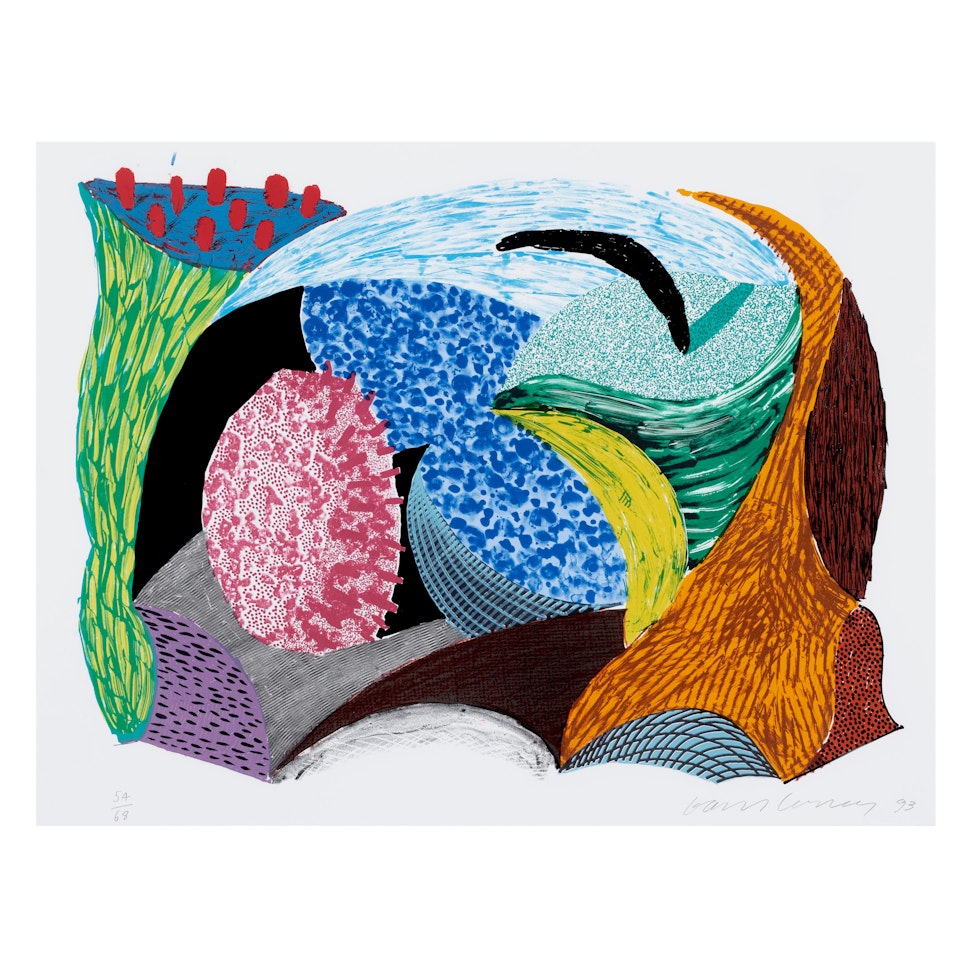 Blue Cliff Hang, from Some New Prints (MCAT 335, Gemini 1604) by David Hockney