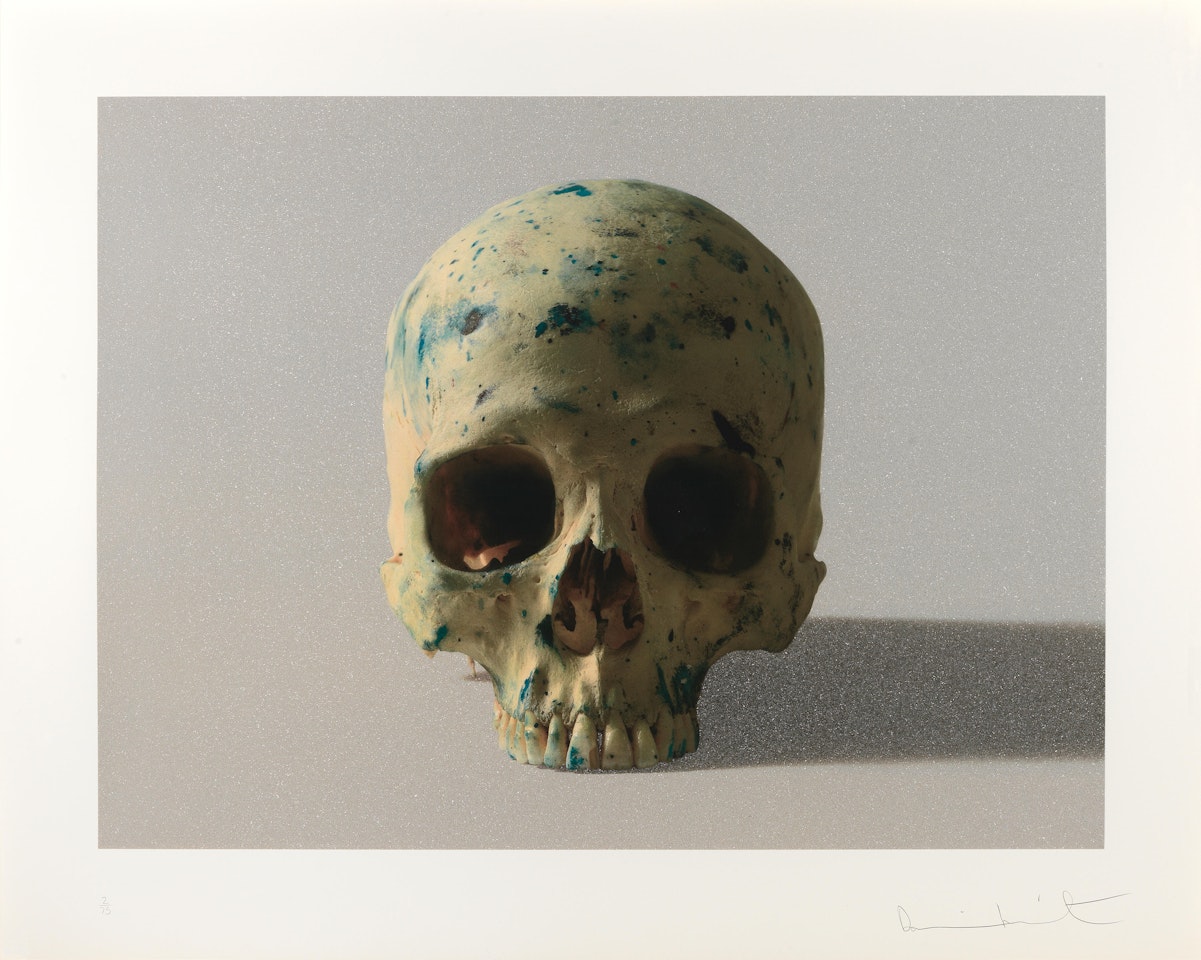 Studio Half Skull, Face On (with diamond dust) by Damien Hirst