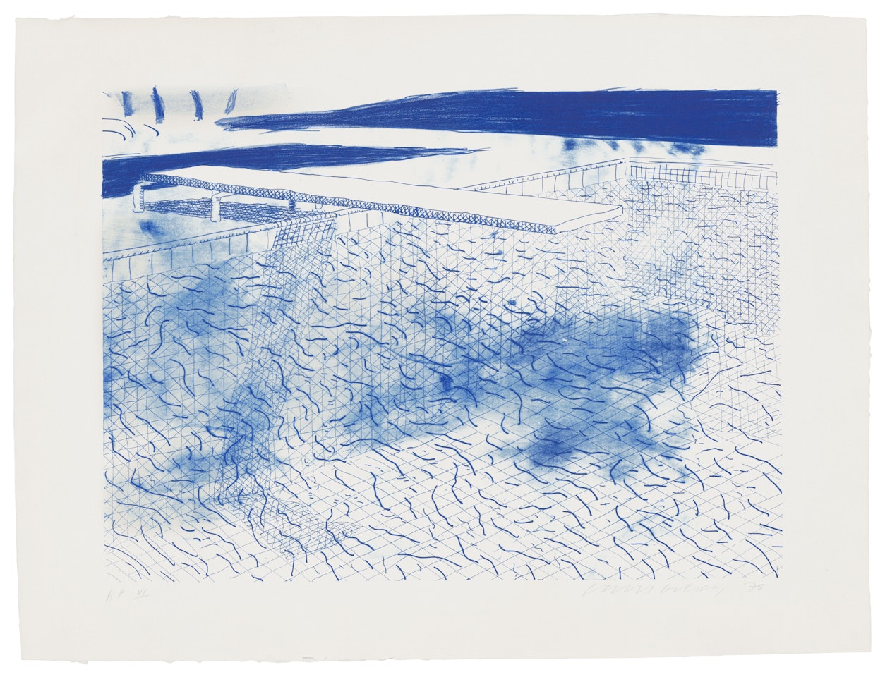 Lithograph of Water Made of Lines by David Hockney