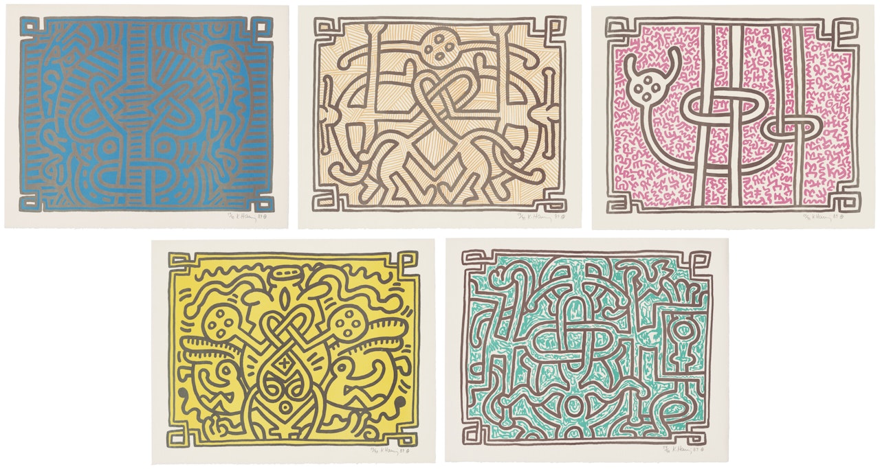 Chocolate Buddha 1-5 by Keith Haring