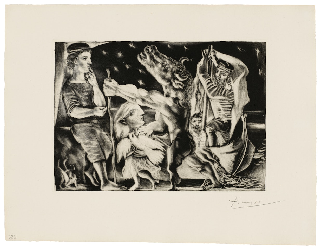 Minotaure aveugle guidé par une fillette dans la nuit, from: La Suite Vollard by Pablo Picasso