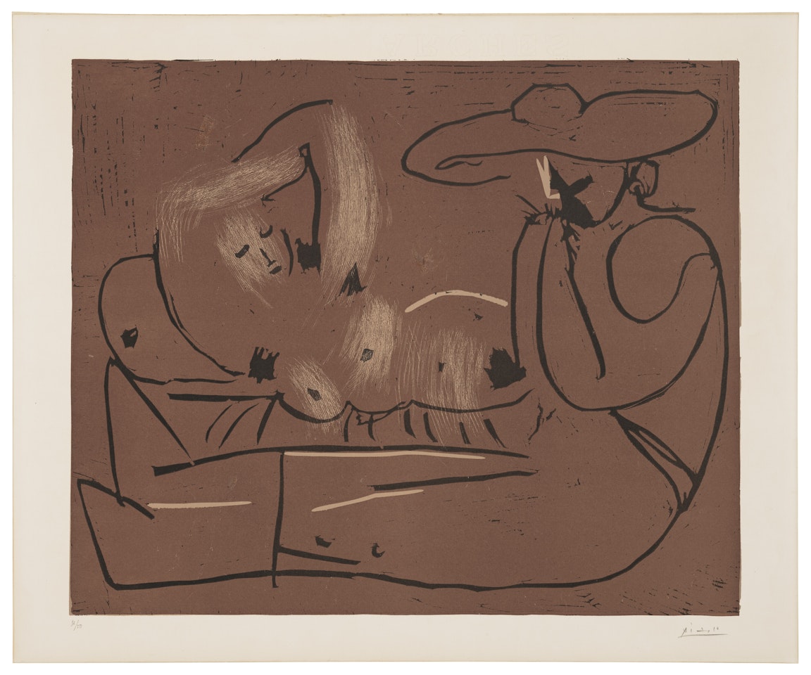 Femme couchée et Homme au Grand Chapeau by Pablo Picasso