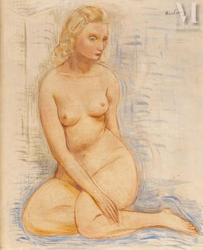 Seated nude by Moïse Kisling