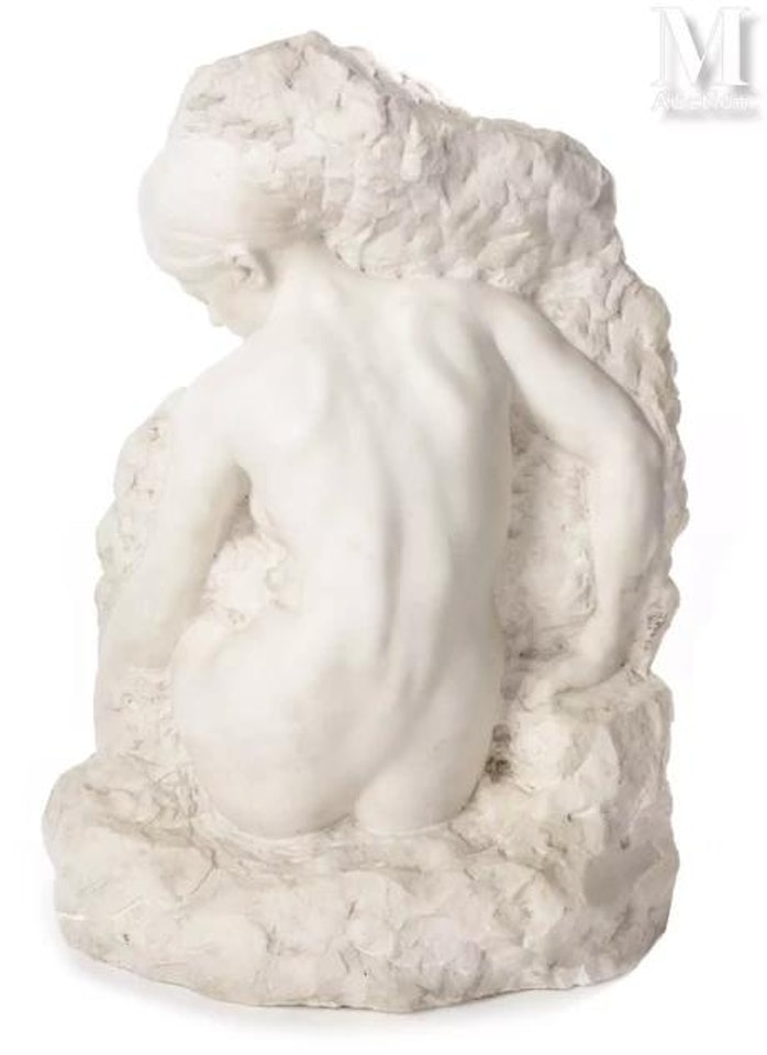 Seated female nude from behind by Alfred Boucher