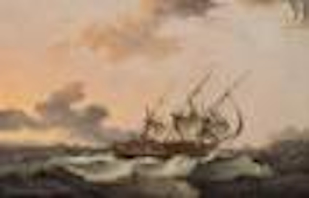 Ship on rough seas by Thomas Luny