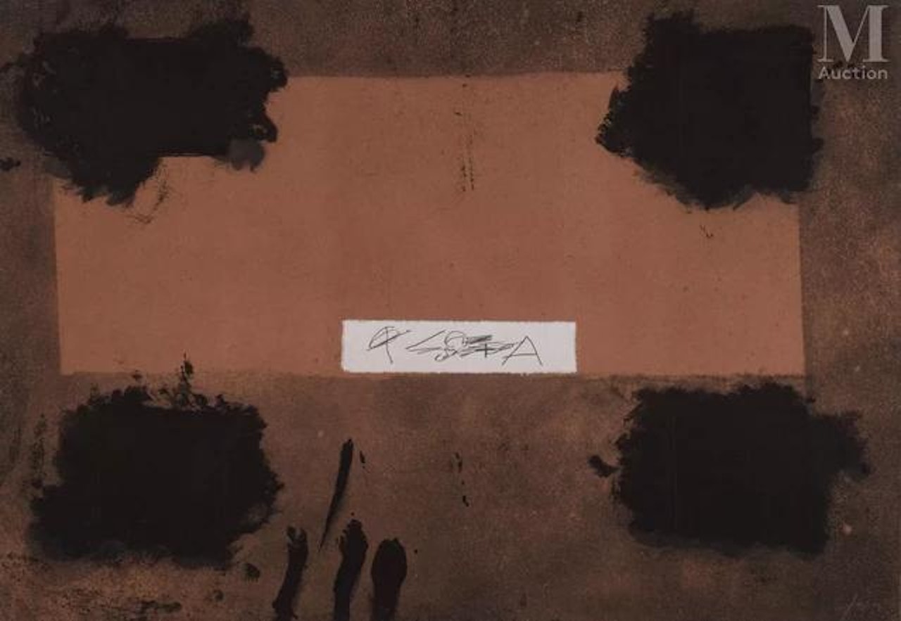 Collated fabric by Antoni Tapies