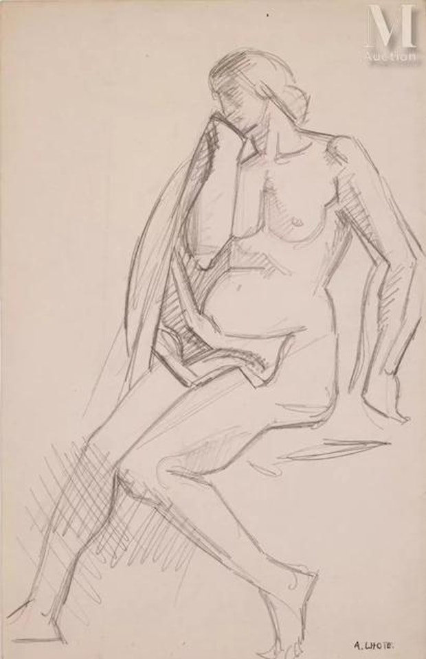 Study of a seated woman with drapery by André Lhote