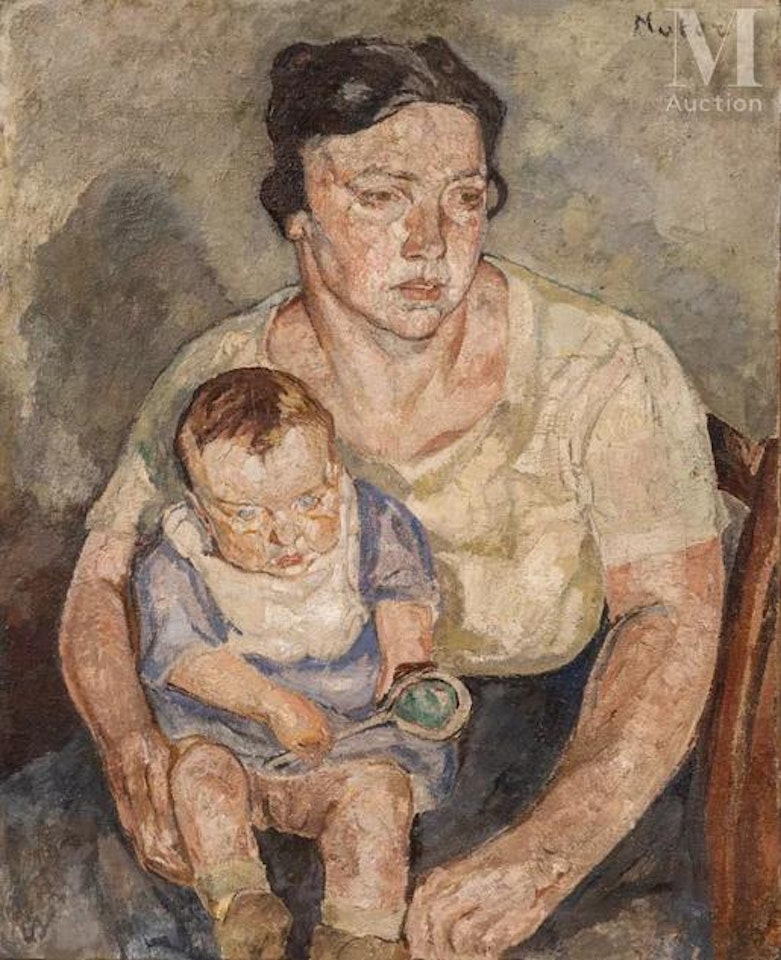 Portrait of a mother and her child by Mela Muter