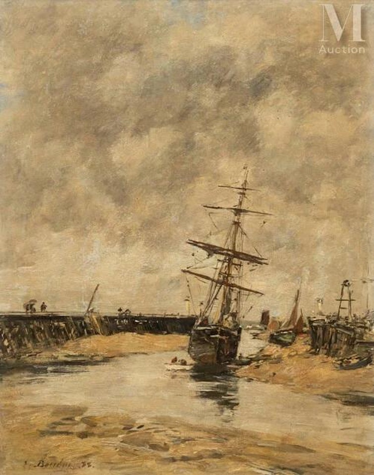 Boat and pier by Eugène Boudin