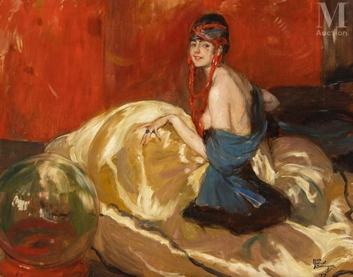 Elegant champagne dress by Jean Gabriel Domergue