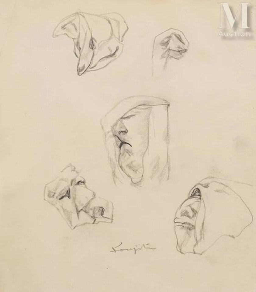 Study of faces (crumpled faces) by Leonard Tsuguharu Foujita