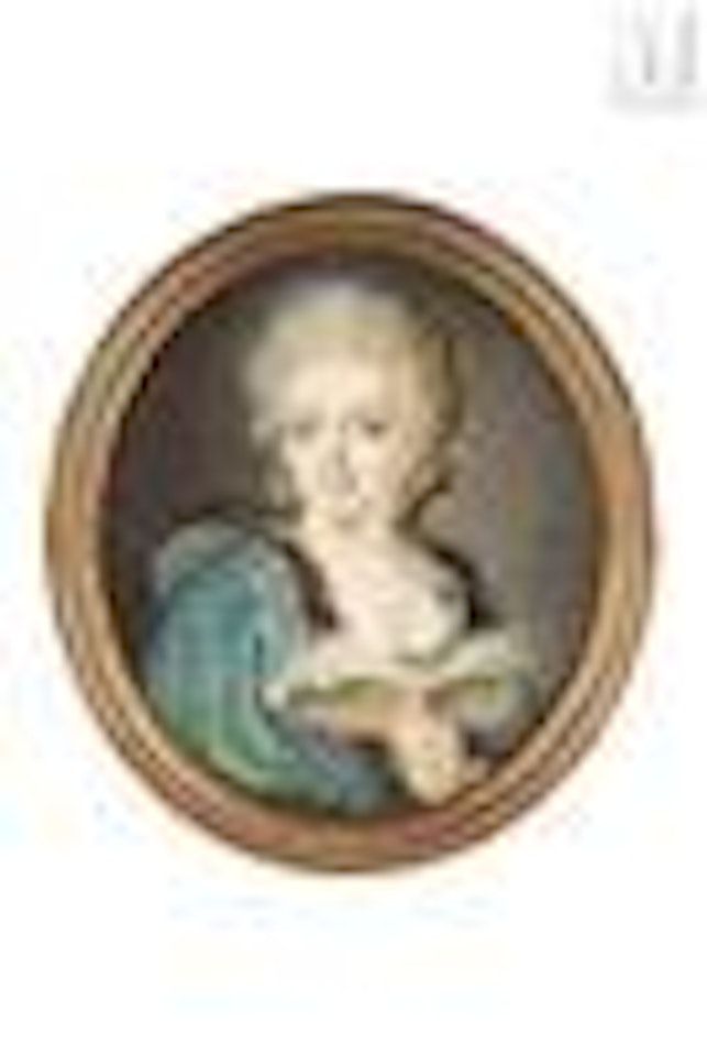Portrait of young woman holding a book by French School