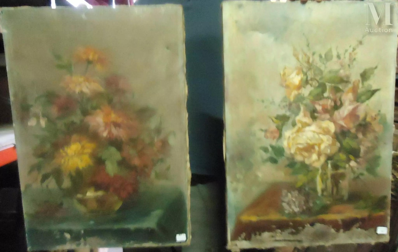 Still lifes with bouquets of flowers by French School