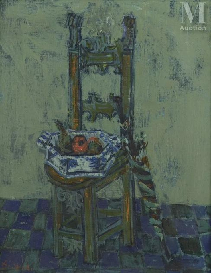 Composition with blue chair by Paul Aizpiri