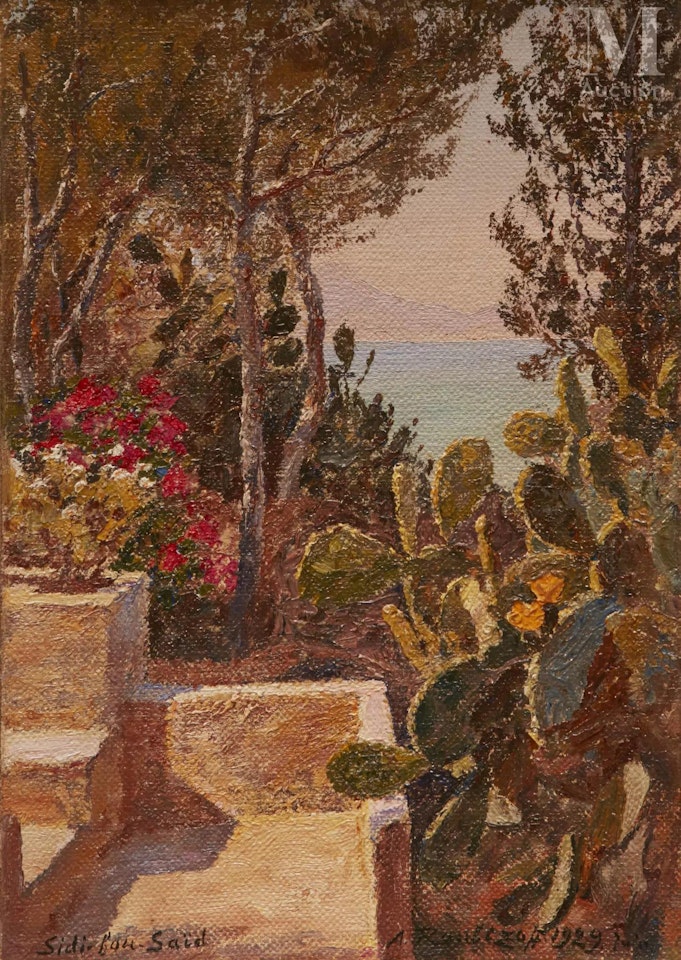 SIDI BOU SAÏD FACING BOU-KORNINE by Alexandre Roubtzoff
