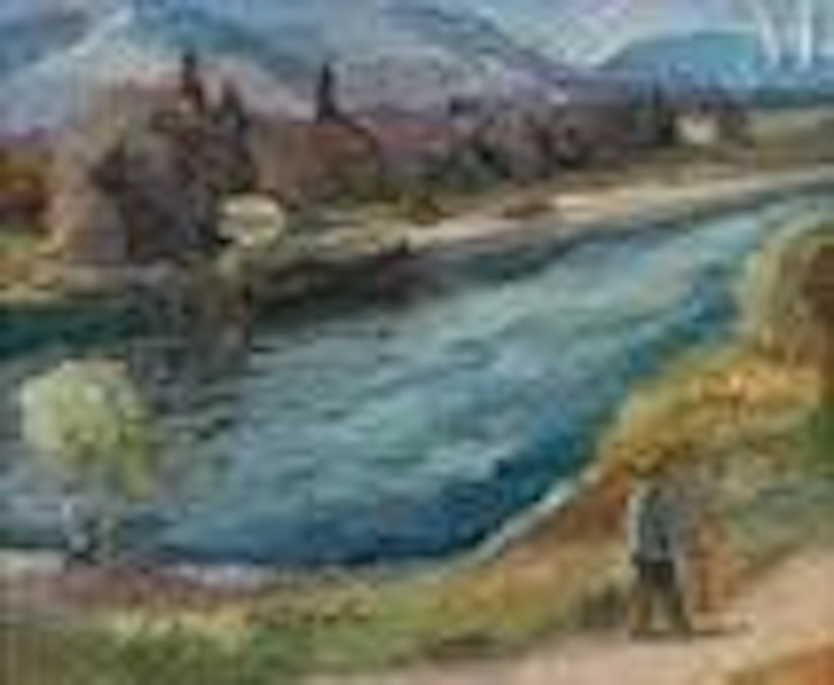 Walkers on the banks of the Rhône by Mela Muter