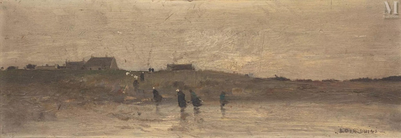 Fisherwomen at low tide by Luigi Loir