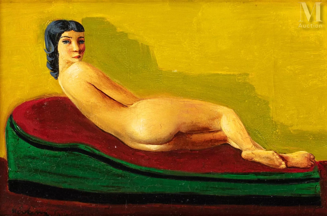 Nude on the sofa by Moïse Kisling