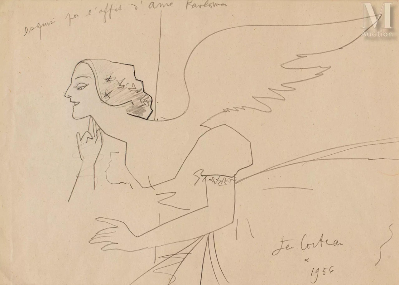 Sketch for Anna Pavlova"s poster by Jean Cocteau