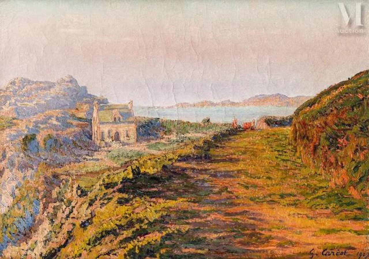 Maison Pen ar C"hastel at the tip of the Château, Perros-Guirrec by Gustave Cariot
