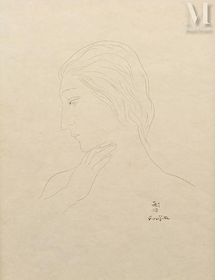 Woman profile by Leonard Tsuguharu Foujita
