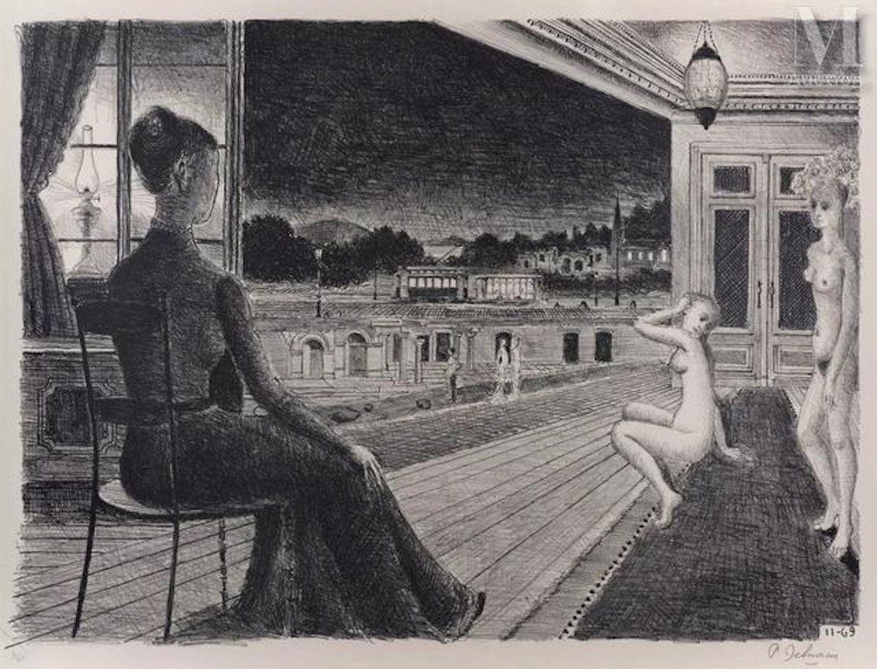 In front of the city by Paul Delvaux
