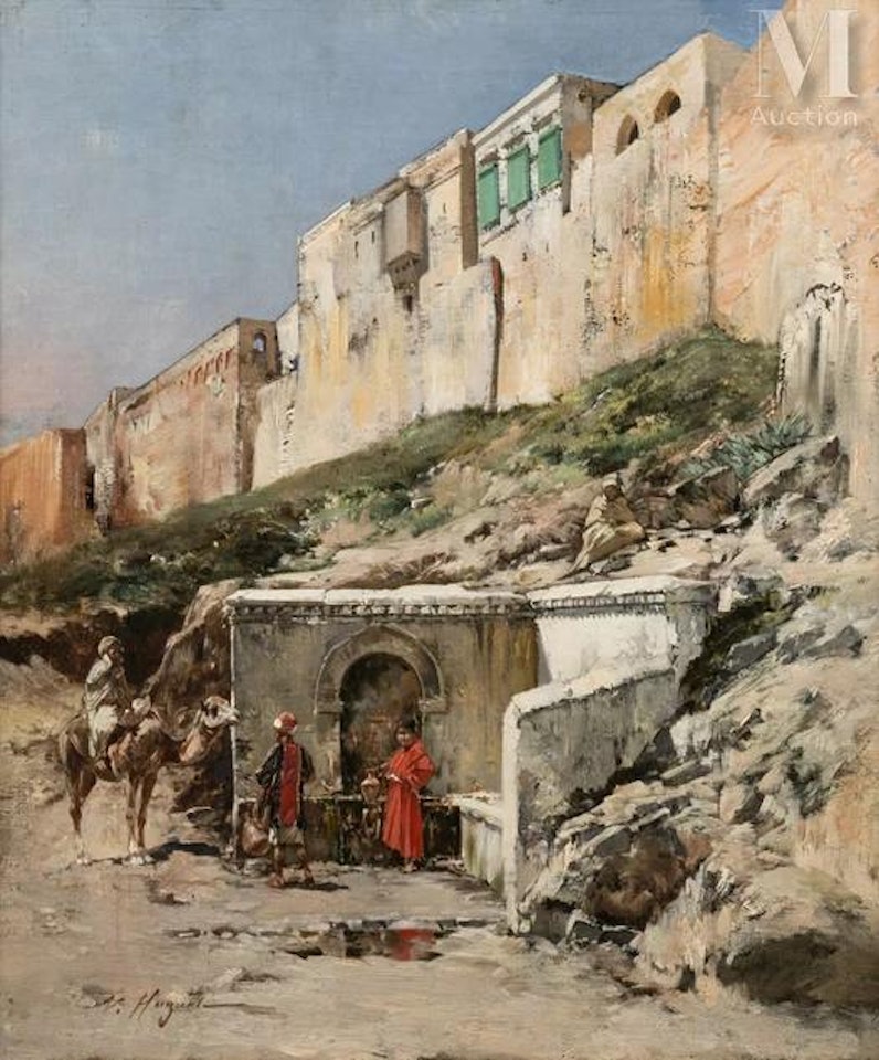 Stop in front of a fountain by Victor Pierre Huguet