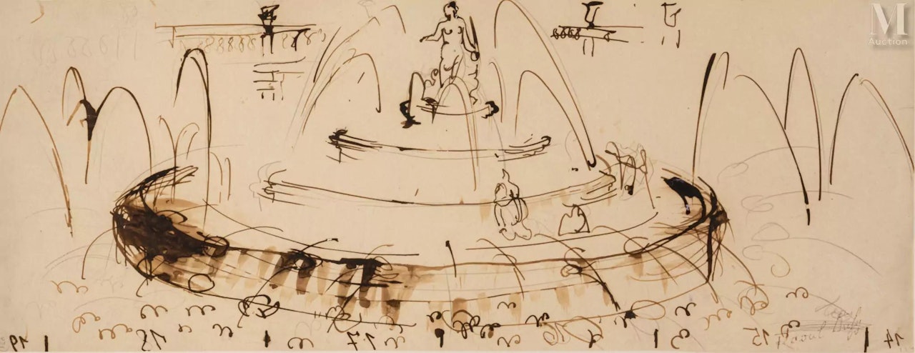 The fountain 1930, Study for the swimming pool of the Normandy liner by Raoul Dufy