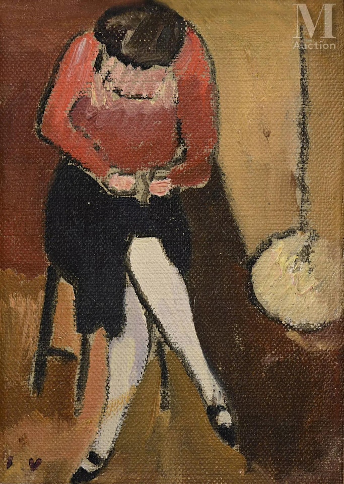 Seated woman, sewing by Louis Valtat