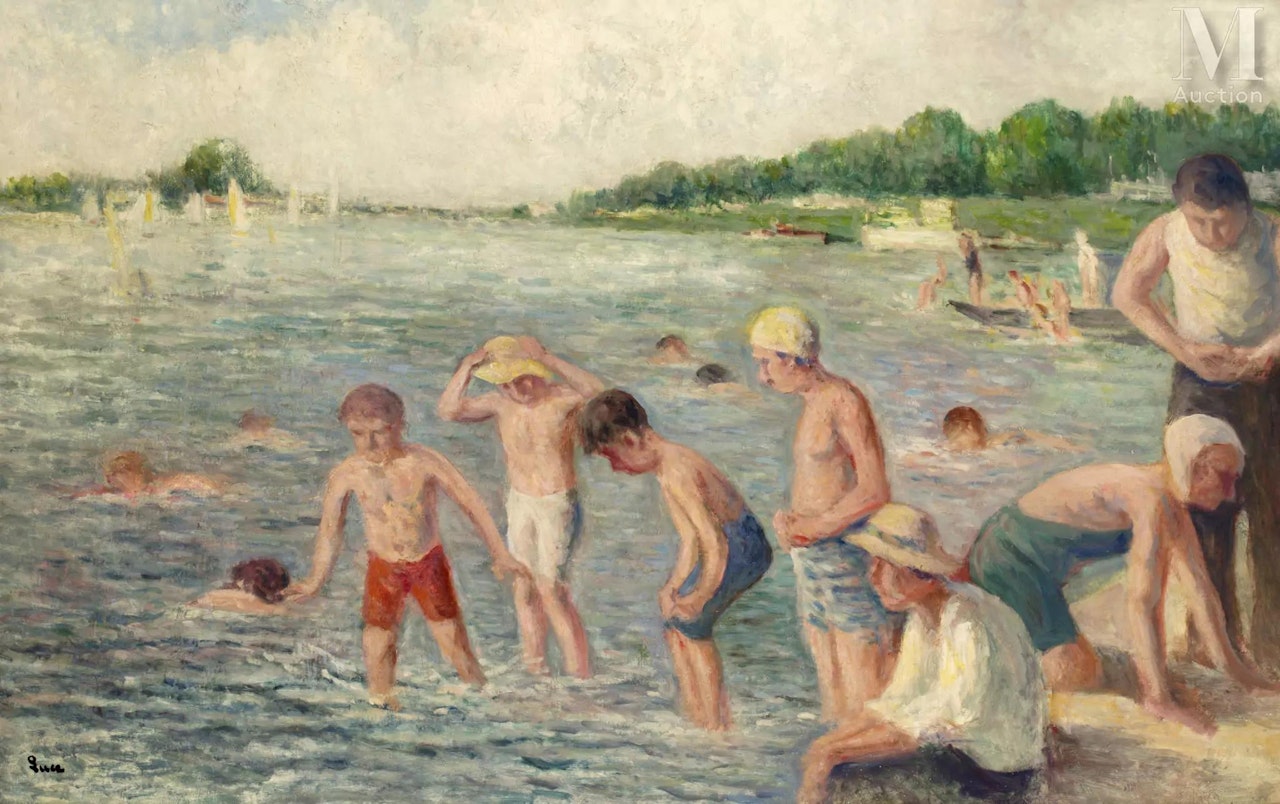 Swimming on the banks of the Seine by Maximilien Luce