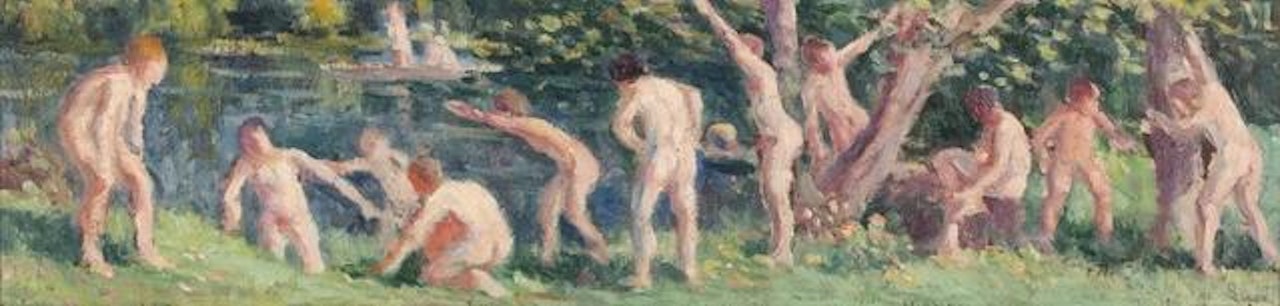 Bathers, Children - Young boys at the edge of the Cure by Maximilien Luce