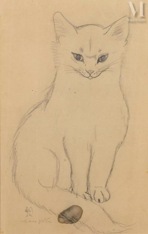 White cat by Leonard Tsuguharu Foujita