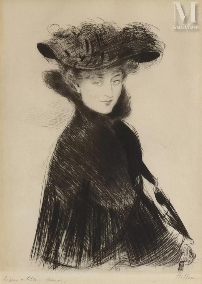 Portrait of Cécile Sorel, Countess of Ségur-Lamavoine by Paul César Helleu