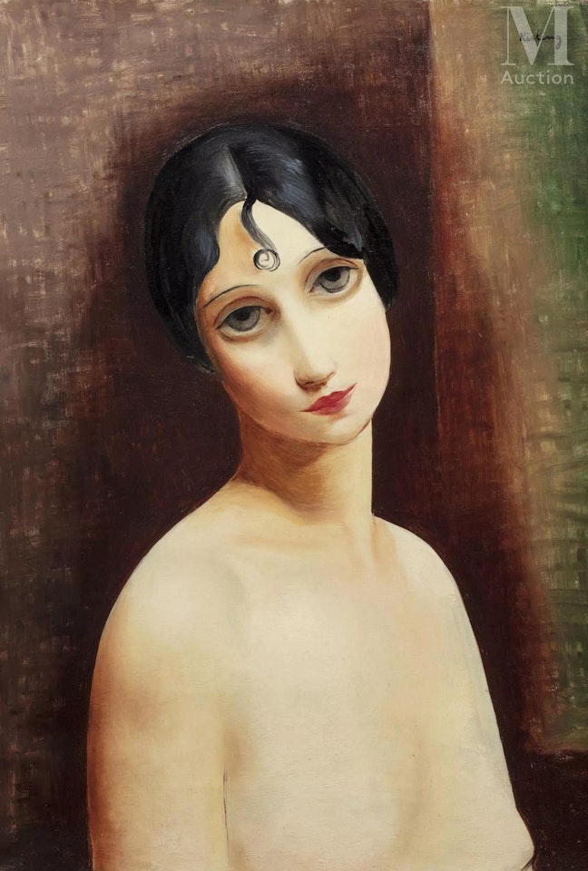 Young girl with a bow by Moïse Kisling