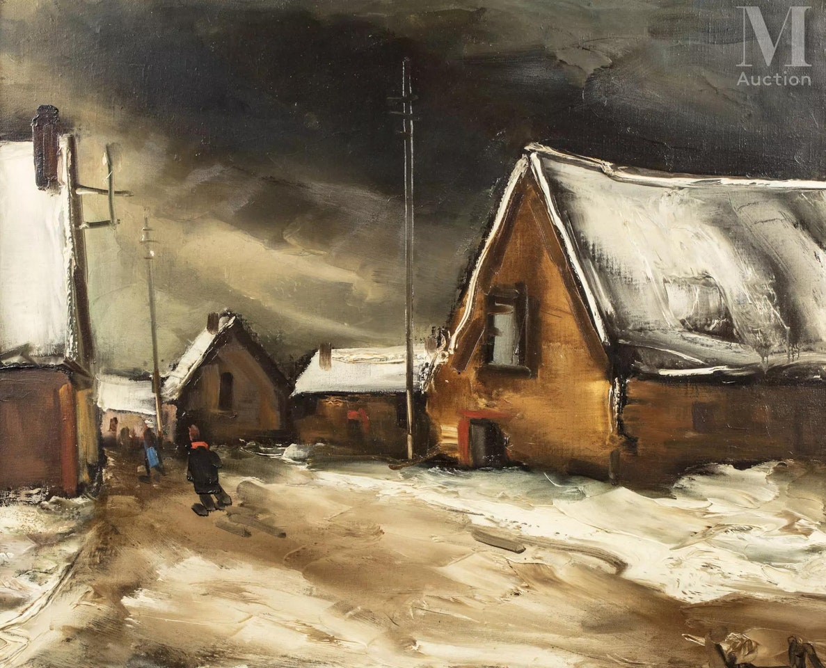 Village street, snow by Maurice de Vlaminck