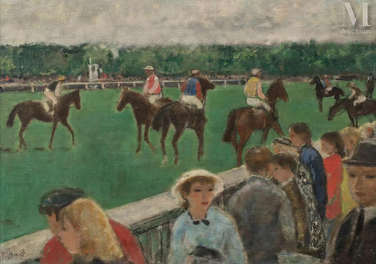 Punters at the racecourse, Paris by François Gall