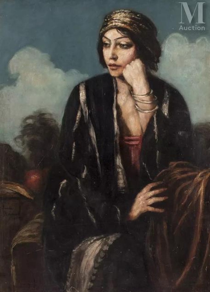 Portrait of pensive woman by Emile Bernard