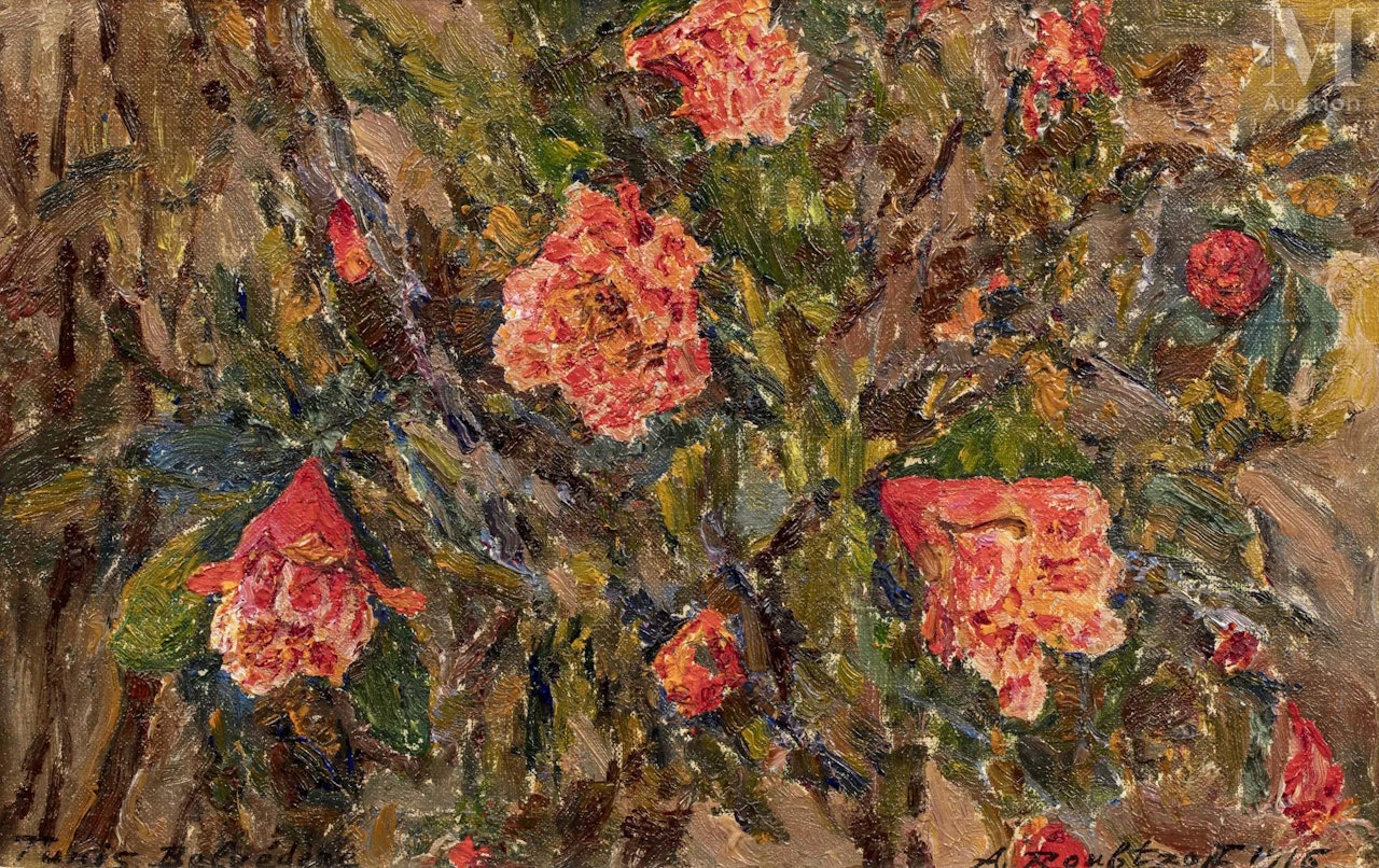 Prickly pears in bloom by Alexandre Roubtzoff