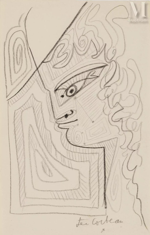 Profile with arabesques by Jean Cocteau