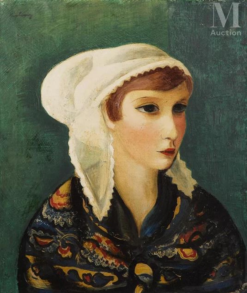 Woman with a bonnet by Moïse Kisling