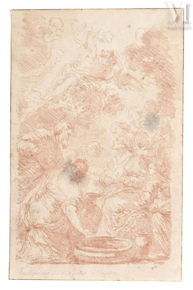 The birth of the Virgin according to Luca Giordano by Jean-Honoré Fragonard