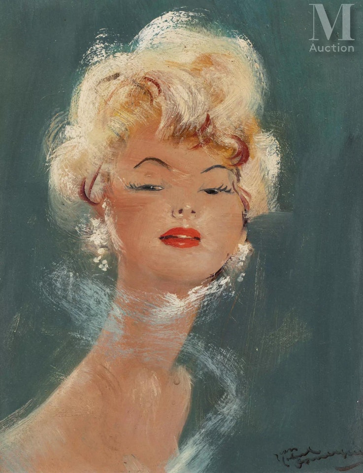 Portrait of young blonde woman by Jean Gabriel Domergue