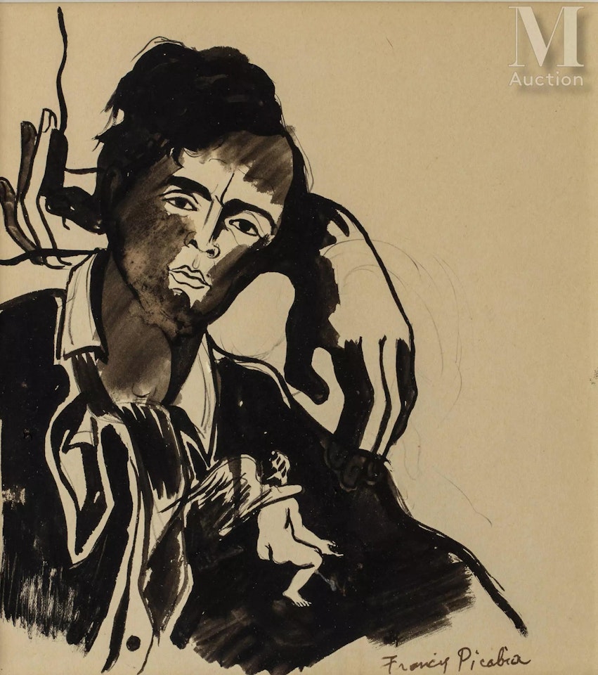 Portrait of a man (probably André Breton) by Francis Picabia