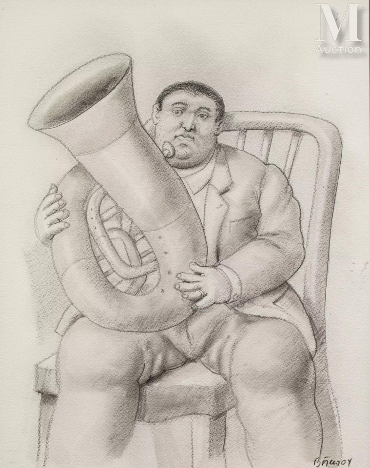 Tuba player by Fernando Botero