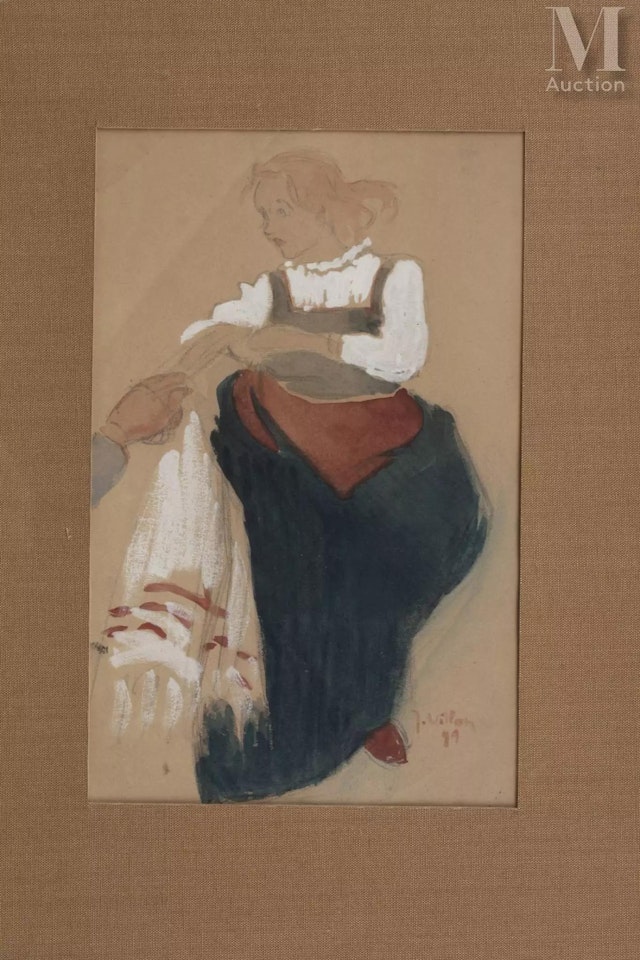 Young girl in a white bodice by Jacques Villon