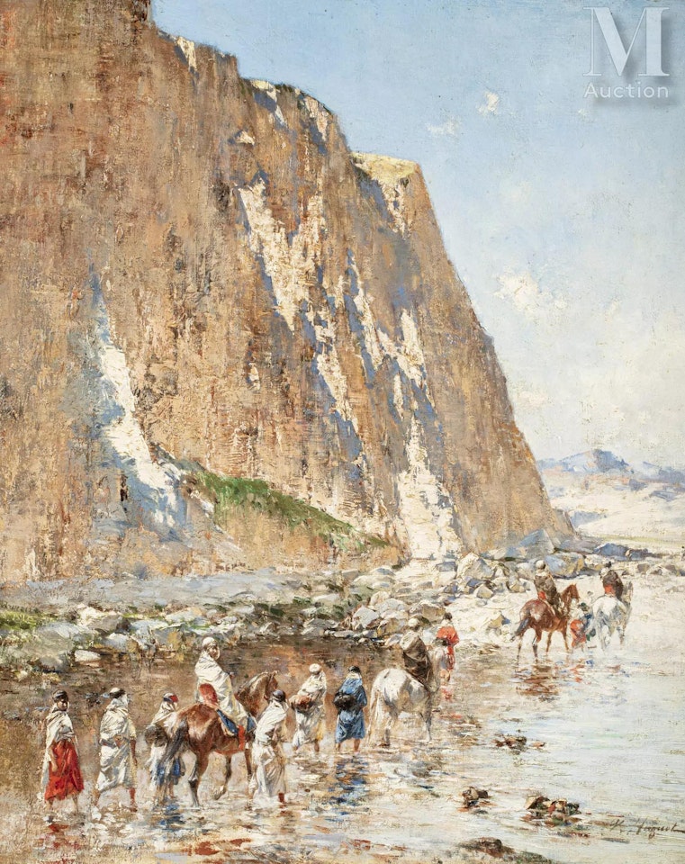 The crossing of the ford by Victor Pierre Huguet