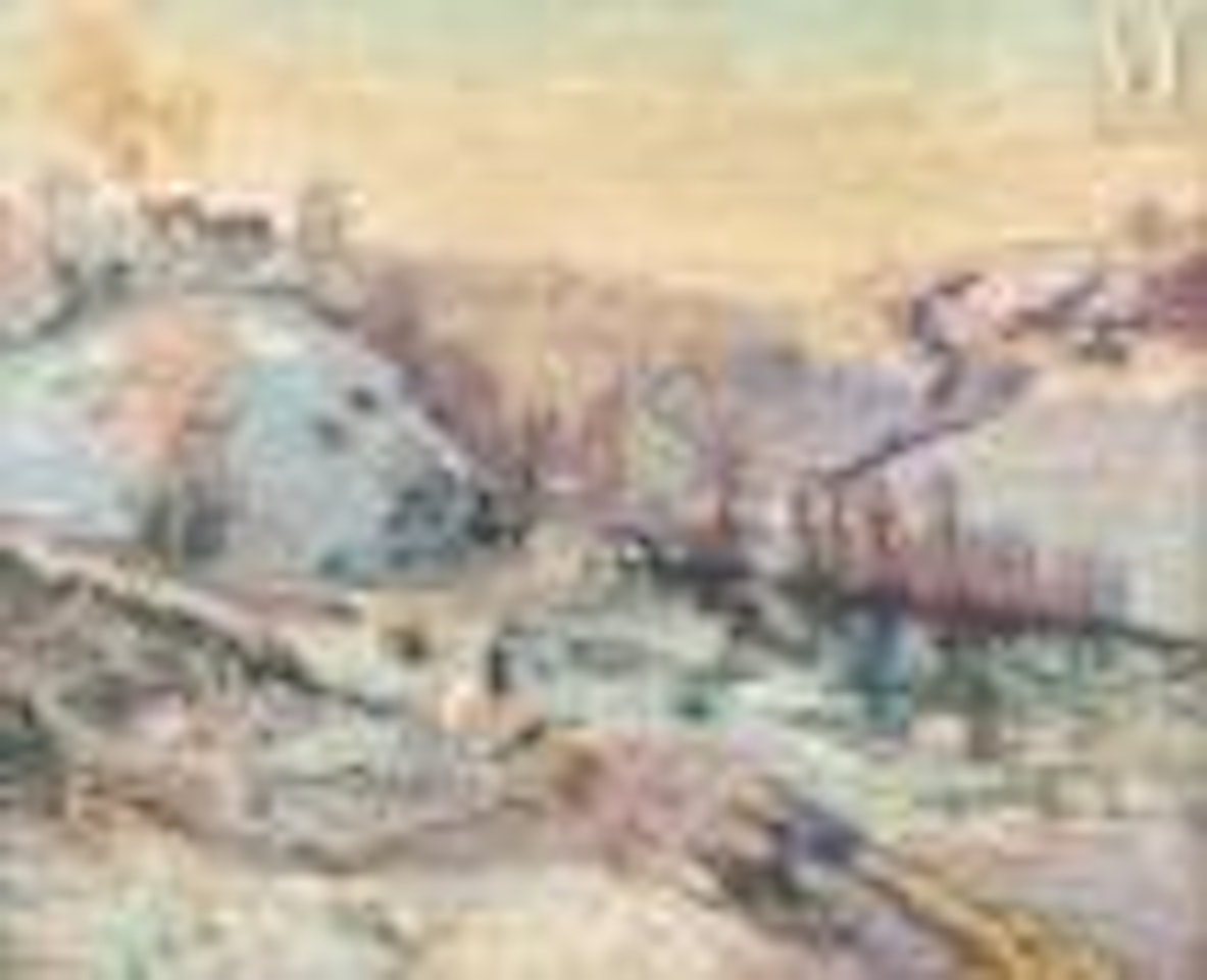 La Sedelle, snow in autumn or White frost on the Charraud bridge by Armand Guillaumin