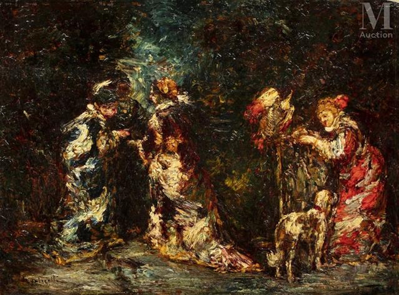Gallant scene by Adolphe Monticelli