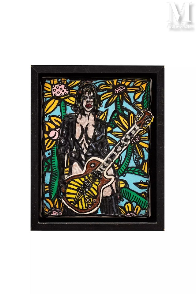 The rebellious guitarist and her brown Gibson by Robert Combas