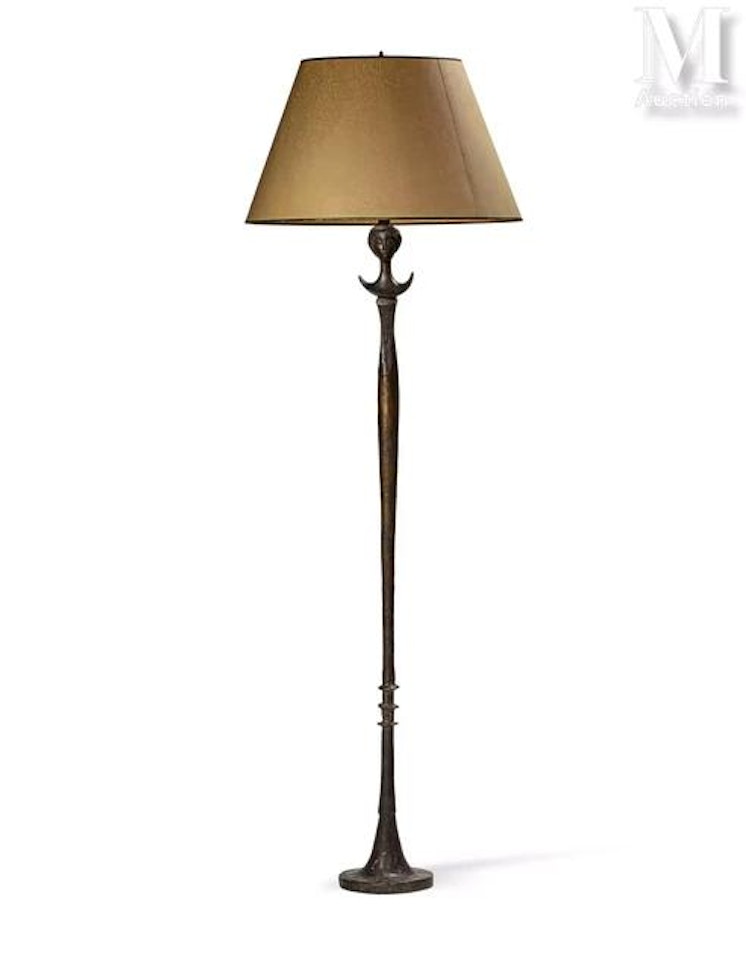 Floor lamp model called "Woman"s Head" or "Figure" in patinated bronze by Alberto Giacometti